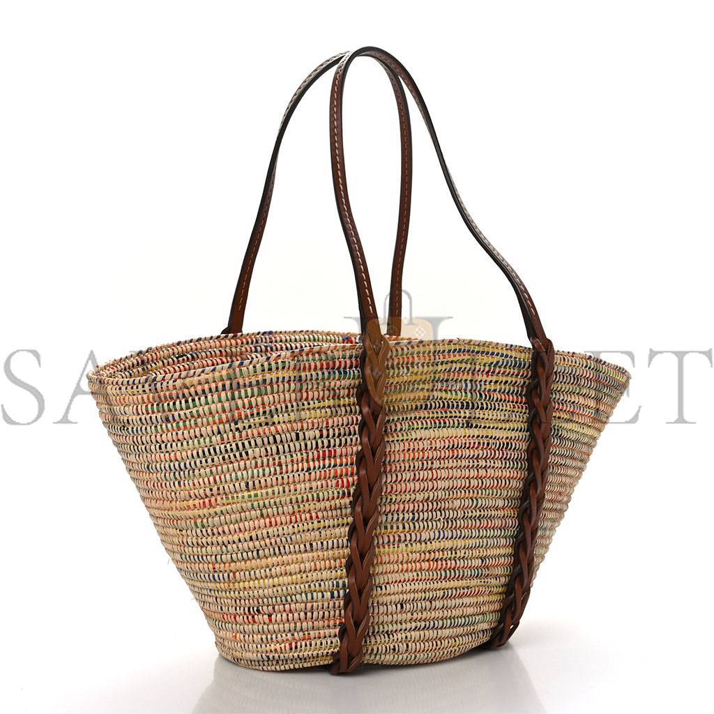 PRADA PAGLIA VITELLO WOVEN BRAIDED BASKET TOTE MULTICOLOR COGNAC 1BG312_2DIF_F00J7_V_IOM (25*25*14cm)